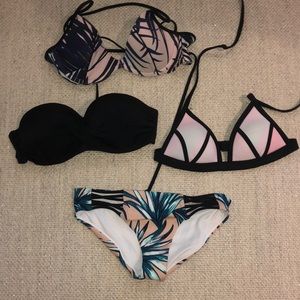 Assorted VS Pink bikini tops and bottoms